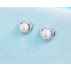 Kép 1/2 - Tenyésztett gyöngyös szív alakú ezüst fülbevaló