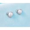 Kép 2/2 - Tenyésztett gyöngyös szív alakú ezüst fülbevaló