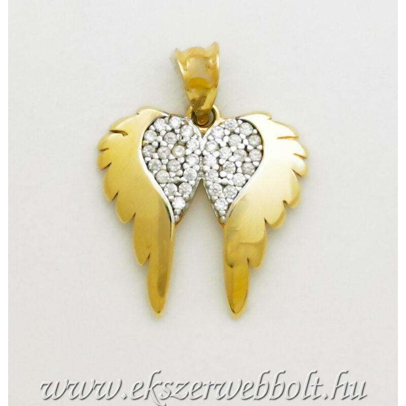 14 karátos arany angyal szárny medál cirkónia kő berakással