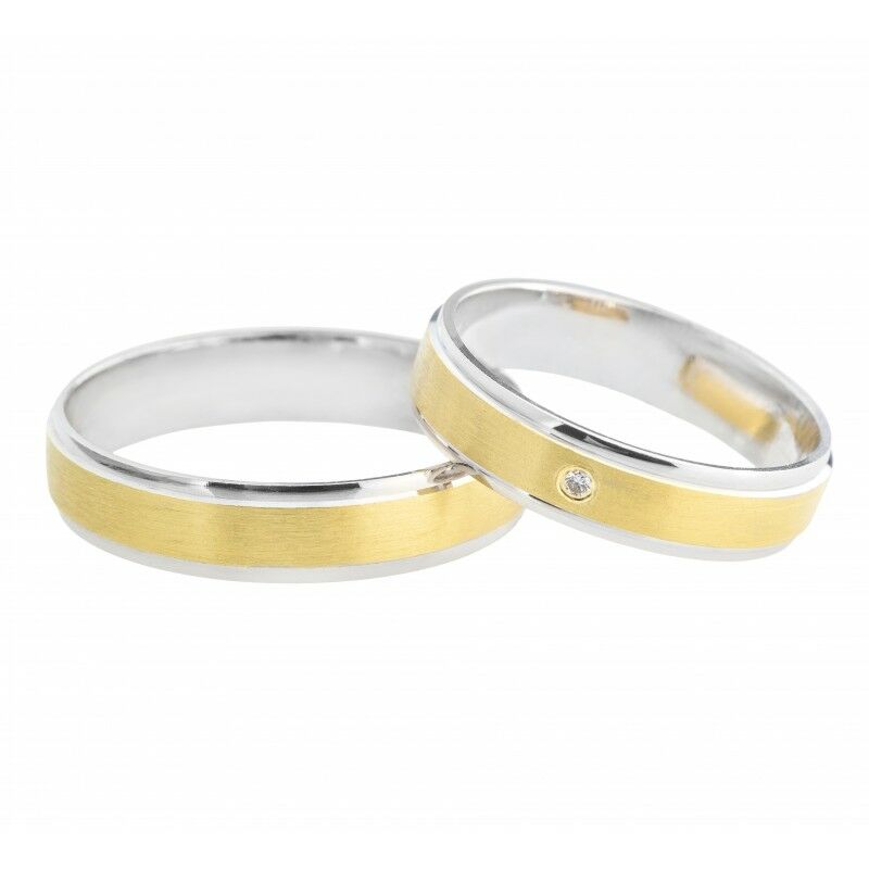 Sárga és fehérarany 14 karátos karikagyűrű egy pici cirkónia vagy brill kővel