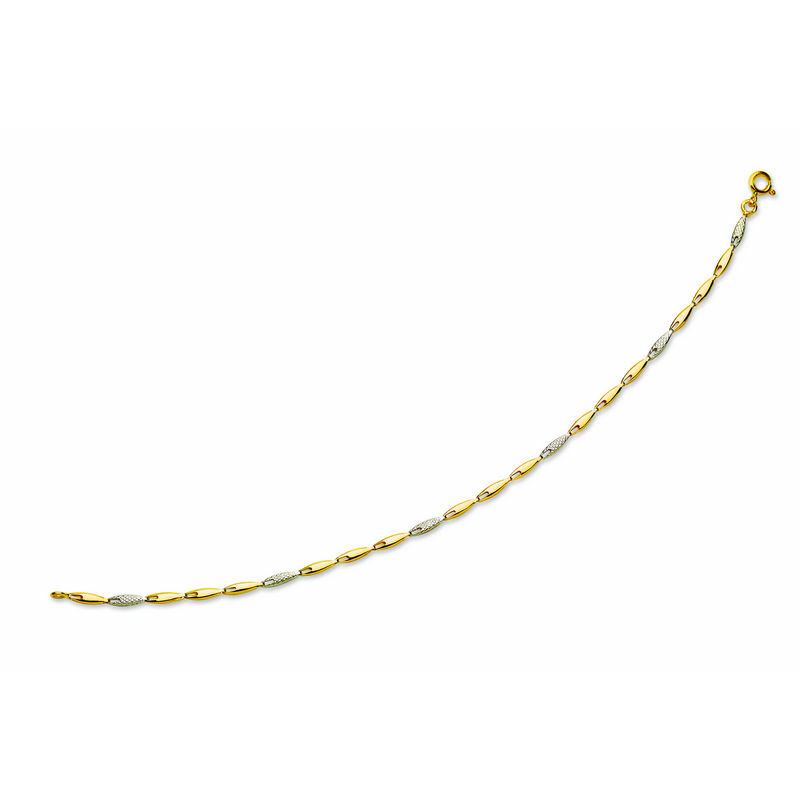 búzaszemes sárga-fehér arany nyaklánc